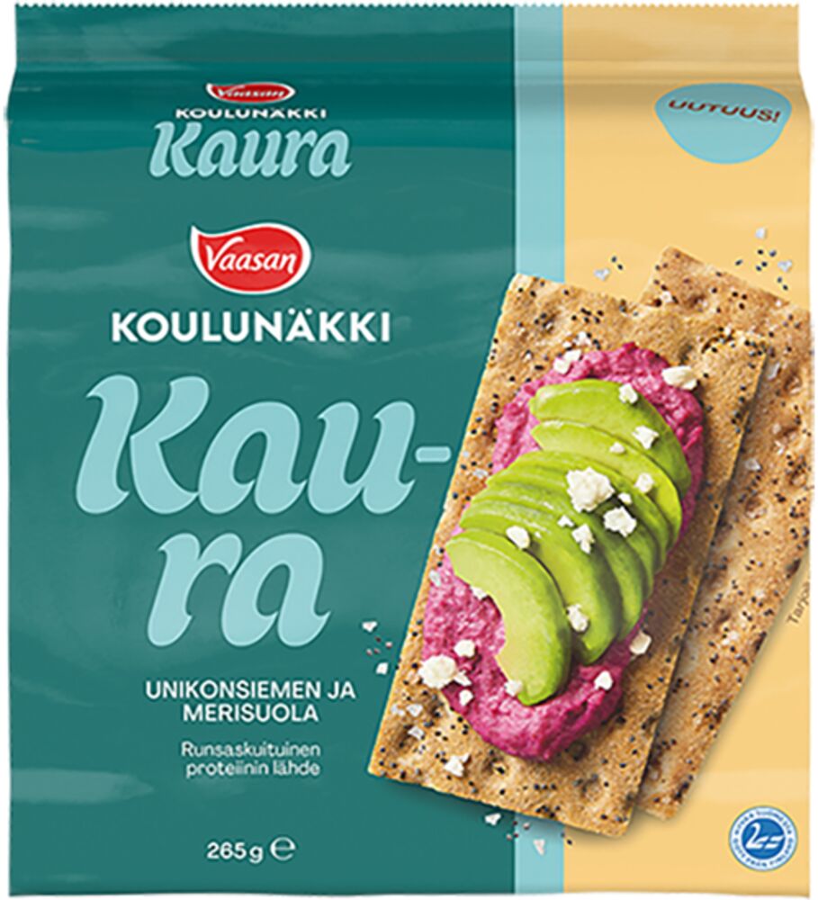 Vaasan Koulunäkki Kaura Unikonsiemen & Merisuola 265g -Packshot_Original